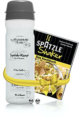 Set für Spätzle: Spätzle-Shaker (BLAU) für 4 Portionen Spätzle (875ml) Das patentierte Original Made in Germany + Kochbuch