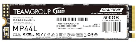 TEAMGROUP MP44L 500GB SLC Cache NVMe 1.4 PCIe Gen 4x4 M.2 2280 Laptop&Desktop SSD (R/W Speed up to 5,000/3,700MB/s) TM8FPK500G0C101