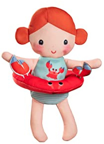 LILLIPUTIENS - Axelle Bath Doll with Crab Ring - Interactive Bath Toy with Removable Crab Float - Stimulates Imagination - Quick Drying - Ideal for Bath Time - From 9 Months - 83425