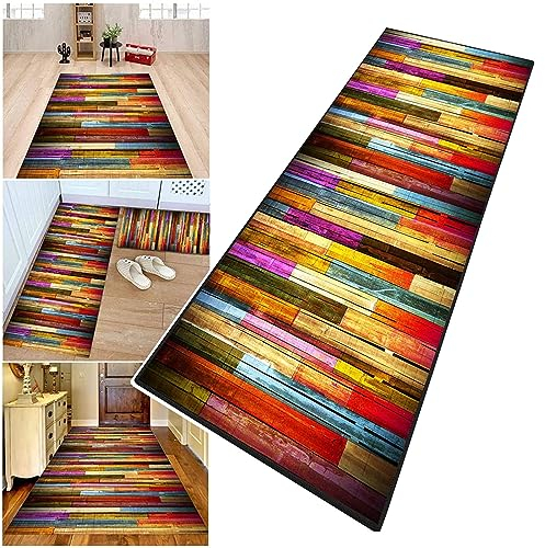 RAUMPA Teppich Läufer Flur Küche Waschbar rutschfest Mit Muster 80x300 cm Lang Küchenläufer Küchenteppich Teppichläufer Flurteppich Küchenmatte, Teppich für Eingangsbereich Wohnzimmer Schlafzimmer
