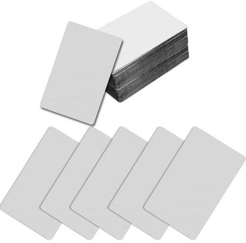 MaeshSab Visitkort, 100 st, silverfärgade visitkort i aluminium, visitkort för lasergravering, metalliska företagskort, VIP-kort, gör-det-själv-visitkort (8,6 x 5,3 cm)