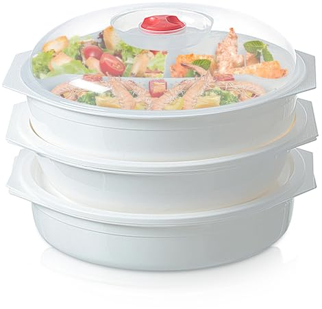 3 Pcs Mikrowellengeschirr, Frischhaltedosen Mit Deckel, 3 L Mikrowellenschüssel, Vorratsdosen Schüssel, Verwendbar Als Vorratdose Geeignet Für Dampfgarer Kühl