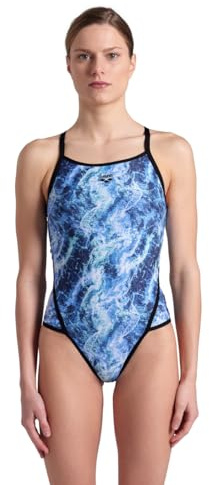 ARENA Damen-Badeanzug Standard Performance Pacific Super Fly Back, Schwarz/Blau, mehrfarbig, 36