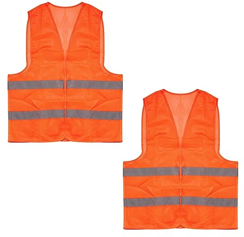 Cheerhom Warnwesten Auto 2er Set, Reflektierende Warnweste Auto, Sicherheitsweste Auto, Auto Warnwesten Orange, Sicherheitswesten für Erwachsene, 2er Warnschutzweste für Autofahrern Arbeitskräften