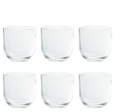 Juego de 6 vasos de whisky – Juego de vasos transparentes para agua, vino y cócteles, resistentes y lavables en lavavajillas, 350 cc de cristal ecológico