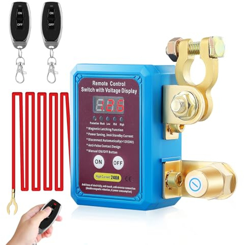 Towwoo Interruttore di Separazione per Auto, Radiocomandato, 12 V, 24 V, 240 A, Interruttore di Separazione della Batteria con Display A LED, con Spegnimento, per Auto, RV, ATV, Camion