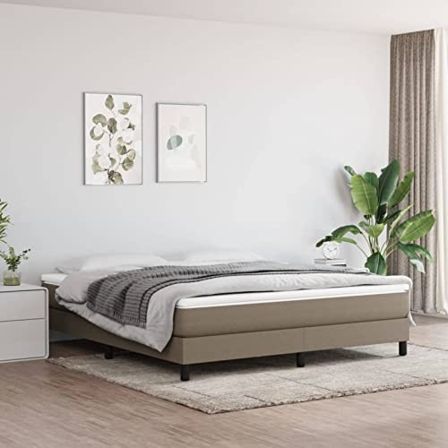 Homgoday Sängstruktur Box Spring Taupe grått tyg 180 x 200 cm, sängbotten för vuxna, barn och tonåringar, enkel montering typ 2 sängar och sängramar möbler