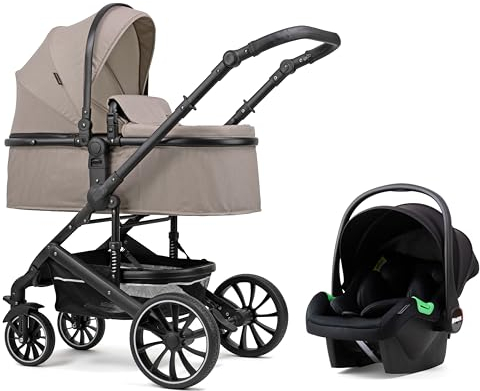 Pixini Kinderwagen Kalani 3in1 Kombikinderwagen, inkl. Babywanne & Buggy & Auto-Babyschale & Cupholder (taupe)