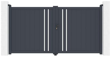 Casanoov Portail Battant GIONA 3x1,40m Aluminium Gris Anthracite – Design Semi-Ajouré Élégant – Robuste Résistant Intempéries Anti-Corrosion – Clôture Jardin Sécurisée – Montage Facile 300x140cm