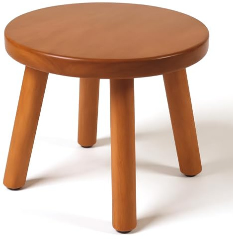 GZQXHOME Solid Wood Step Stool for Kids & Adults - Multi-Use Toddler Wooden Stool for Bathroom, Playroom, Living Room,Sturdy 4-Leg Design with Non-Slip Pads,Easy Clean Surface,Easy Assembly(Brown)