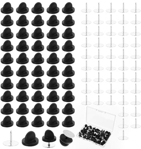 50 Stück Gummi Pin Verschlüsse, Anstecker Pin Broschennadel Anstecknadeln Pins Schmetterling Runde Ersatz Anstecknadel Kupplungs für Krawatten Jacken Hüte DIY Schmuckherstellung Basteln Uniform