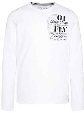 Camp David Herren Langarmshirt mit Rücken-Print Opticwhite XL