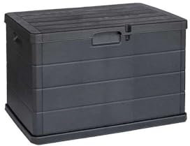 Domo Mea Baule da170 Litri Effetto Legno, Contenitore Stoccaggio, in Resina Antracite, Dimensioni 78L x 55l x 52H cm