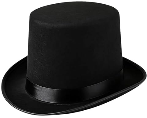 GrassVillage Victorian Black Top Hat – Classic Fancy Dress Hat for Adults & Kids | Rich Gentleman Costume Accessory for Parties, Halloween, Theatre & Role Play