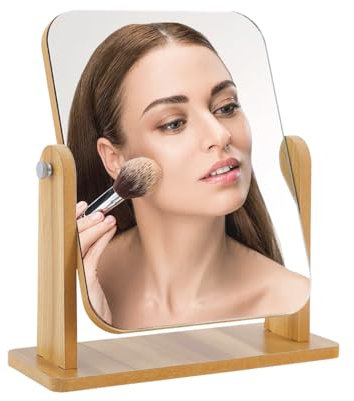 GIDWRIY Specchio da tavolo per trucco in legno, 22 x 17 cm, scrivania portatile, specchio cosmetico, camera da letto