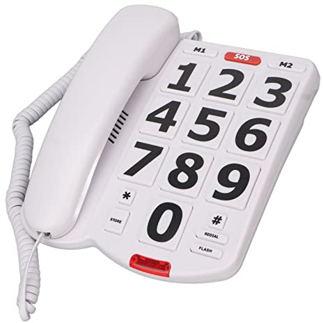 Teléfono Fijo para Personas Mayores Teléfono Fijo Teléfono con Cable de Teclas Grandes Teléfono de Teclas Grandes con Control de Volumen y Timbre Extra Fuerte para Personas Mayores en el hogar