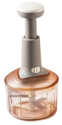 TENLITE Chip Chop Push Chopper – Manual Hand Press Food Chopper 725ml (Brown) | Vegetable & Fruit Cutter | Onion, Garlic, Salad, Nuts | Stainless Steel Blades | Easy One-Push to Chop