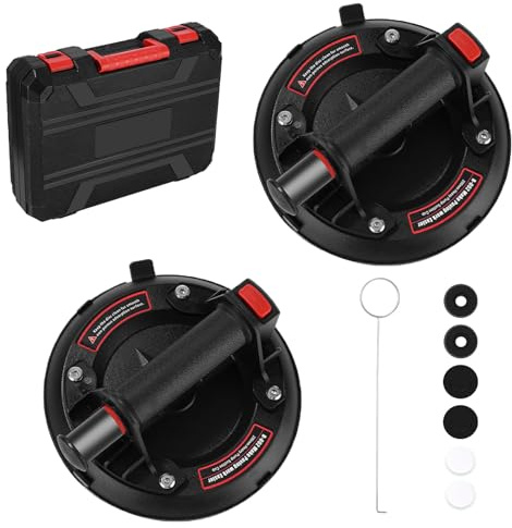 Fiabgum Ventouse Carrelage 8.2, 2 Pièces Ventouse Vitre Professionnelle 200 kg Ventouse Pare Brise avec Boîte à Outils Portable, Ventouse Vide, pour Le Verre, Le Stratifié, Les Carreaux, Le Marbre