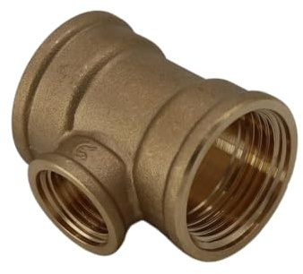 Messing T-Stück, T-Stück IG x IG reduziert x IG, Innengewinde Messing Fitting, Trinkwasser geeignet Gewindefitting (1 x 3/4 x 1)