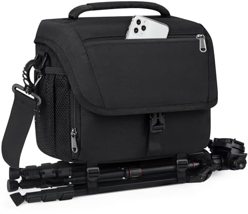 RAINSMORE Borsa Fotografica SLR DSLR Piccola Borsa Tracolla Macchina Fotografica Impermeabile Borse per Fotocamera Reflex con Tracolla Regolabile Nero