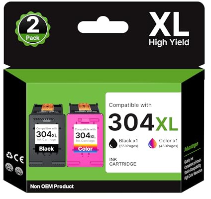 304 XL 304XL Multipack Kompatibel für HP 304 Druckerpatronen 304XL für HP Envy 5030 Druckerpatronen 5010 5032 5020 DeskJet 3750 2630 3760 3762 3720 2620 (304 XL Schwarz Farbe, 2er-Pack)