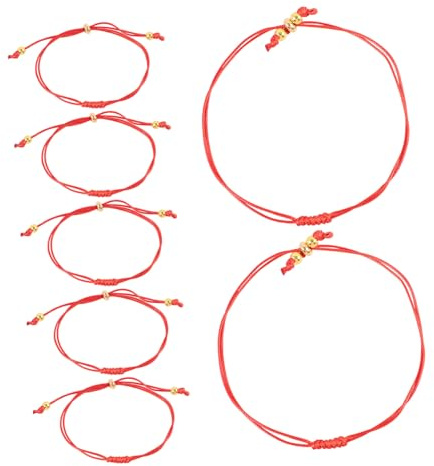 ORFOFE 7 Pièces Bracelet Rouge Tressé Réglable Corde Macramé pour Femme Chaîne de Poignet Protection