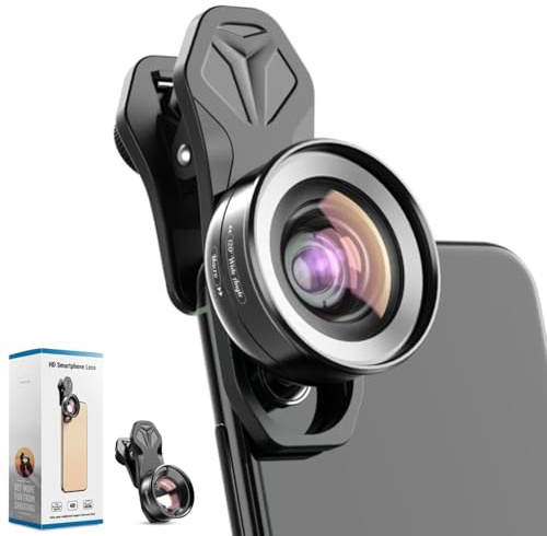 Auricase 2 in 1 Lente per smartphone, obiettivo macro, obiettivo grandangolare da 120°, per cellulare, obiettivo per la maggior parte degli smartphone