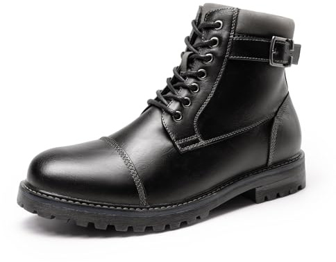 Bruno Marc Botas de Militares Oxford Hombre Botines Moto de Cordones con Cremallera Lateral | Forro transpirable, cordones y cremallera lateral, suela TPR duradera, ideal para montar en motocicleta y uso diario