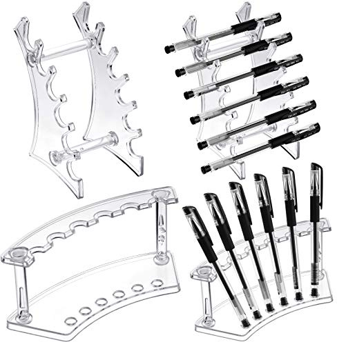 Teling 4 Pieces Pen Display Stand Acrylic pen Holder Clear Pen Stand Rack Organizer Nail Brush Holder Stand for Make Up Brush