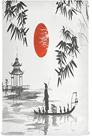 Mnsruu Japanese Sun Mountain Kitchen Towels Dish Bar Tea Towel Dishcloths 1 Pack Super Absorbent Soft 71 x 46 cm(18 x 28 inches)