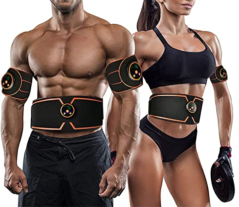 Zhailyn EMS Trainingsgerät, Bauchmuskeltrainer, USB Wiederaufladbar Muskelstimulator Bauchtrainer, Tragbarer Muskelstimulator, für Bauch, Arm Fitness Trainings Gang (8 Modi & 19 Intensitäten)