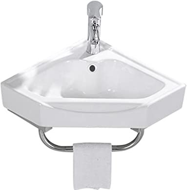 ZYFA Eckwaschbecken Keramik Waschbecken Hand-Waschbecken Waschschale Wandmontage Waschtisch Keramik-Waschbecken Weisses for Badezimmer & Gäste-WC Keramikwaschbecken