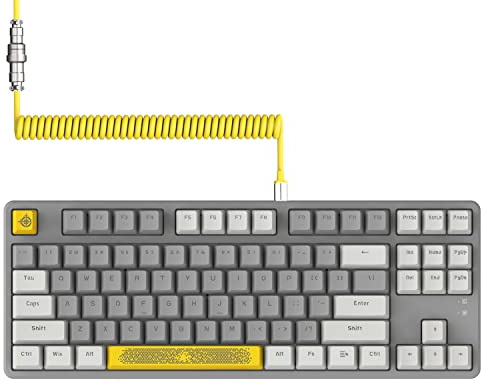 A.JAZZ AK873-75% Teclado para Juegos-TKL 80% Hot-Swappable Red Switch Mecánico Keyboard-Cable USB C Espiral-LIGHTSYNC RGB LED-Compacto 87 Teclas-Cubierta Magnética Detachable para PC/Mac-Lightgrey