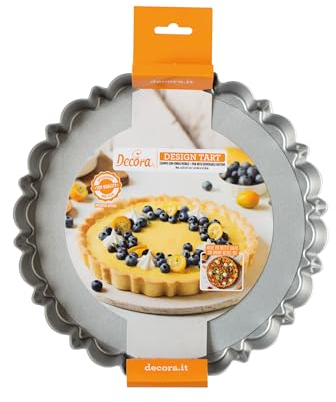 Decora 0075052 Stampo per Crostata con Fondo Mobile da Ø 25 X 3 H Cm, in Acciaio Antiaderente, Tonda, per sformare Dolci facilmente, Design Professionale Registrato, Brevettato