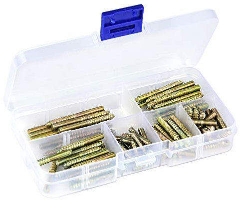 Tornillo de Doble Extremo, 110 Piezas M4 Tornillo de Espiga, Conector de Muebles de Carpintería Tornillo de Doble Extremo Galvanoplastia Tornillo de Rosca Autorroscante, Tornillos