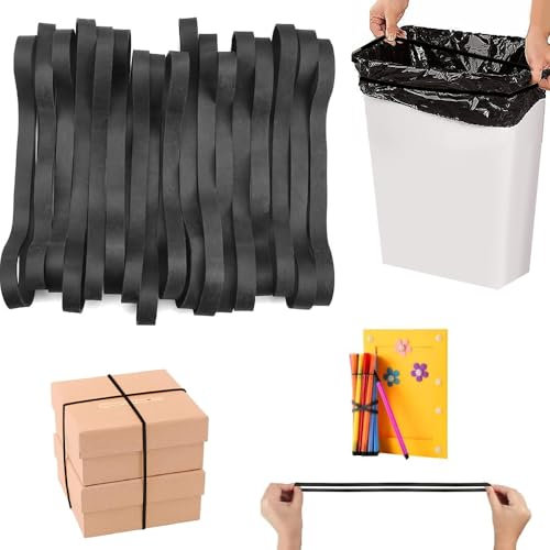 LPAMABA 35 Stück Große Gummibänder Schwarz Gummiringe Breit 10mm Stark Gummiring 1,5mm Dick Gummiband Gross Elastische Gummi Bänder Großes Haushaltsgummi Rund Rubber Band für DIY Büro Schulbedarf