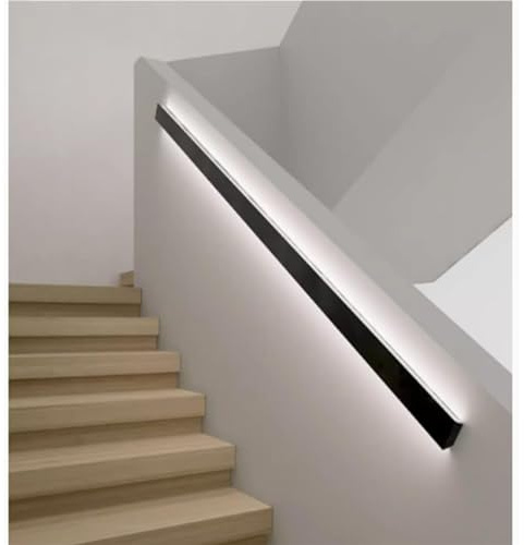 Xiaoxu Motion Sensor LED Lighted Staircase Handrail, Wall-Mounted Indoor Stair Handrails, Handrail Railings with LED Light for Outdoor Stairs Porch Entrance (Color : Cold Light, Size : 100cm/39.4in)