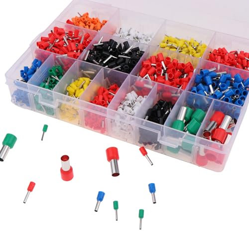 Yawdil 2120 Piezas Serie En Caja Bloque de Terminales con Aislamiento de Extremo del Cable de Engaste Manga Terminal CableWire Conector Tubo Eléctrico Traje