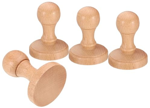 PATIKIL 45mm Maniglia Tonda in Legno per Timbro, 4pz Pomelli Legno Supporti Timbri Maniglie Cassetti per Creazione Timbri Fai Da Te Album Ritagli, Marrone