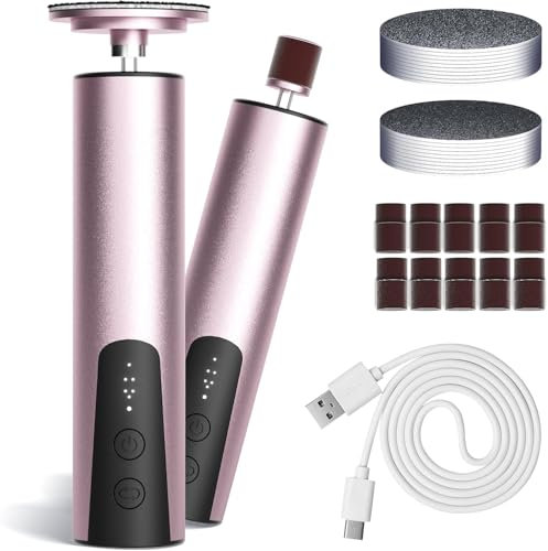 Jianyana 2 in 1 Elektrischer Hornhautentferner, 6 Einstellbare Geschwindigkeit PediküRe Set Elektrisch ManiküRe Set Damen (Roségold)