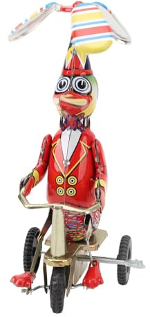 Fafeims Vintage Tinplate Duck on Tricycle Toy | Handmade Clockwork Wind-Up Duck Ornament | Retro Mechanical Tin Toy for Adult Collections & Decorative Home Accents