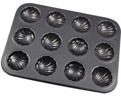 Dorccsi Moule à Madeleine antiadhésif à 12 cavités en Forme de Coquille Moule à gâteau en Acier au Carbone Moule à pâtisserie en Forme de Coquille Moule à gâteau Moule à Madeleine