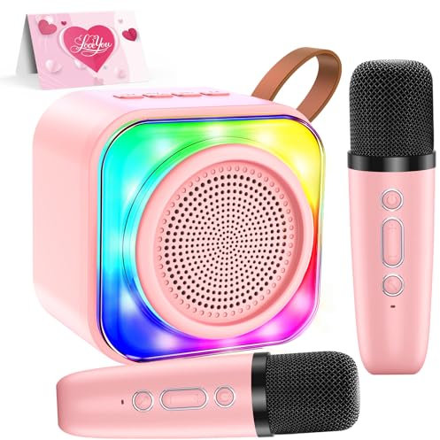 Bluetooth Mikrofon Karaoke, Drahtloses Tragbares LED Karaoke Mikrofon mit Lautsprecher Tonaufnahme für Zuhause Party, Kompatibel mit Android IOS PC - Geschenke für Erwachsene und Kinder