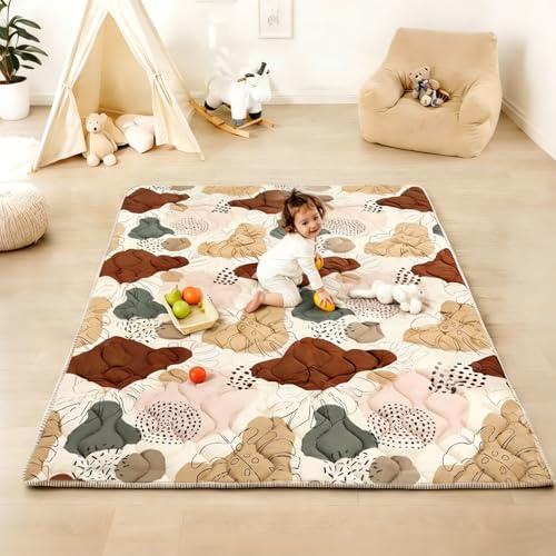 Lambluefly Alfombra Bebe Acolchada Plegable, Alfombra Bebe 200x180cm, Antideslizante, Lavable en la Lavadora, Plegable Colchoneta Bebe Suelo Habitacion, Alfombra Juegos Bebe, Diseño de Estilo Bohemio