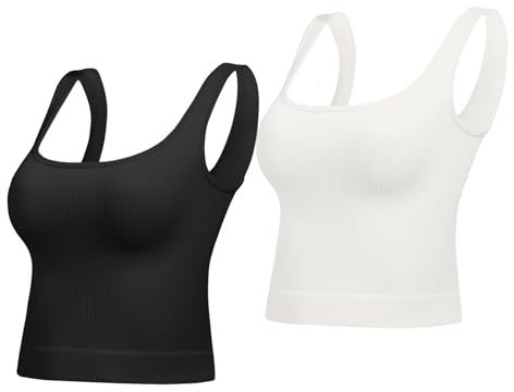Lemef magtröjor för kvinnor grundläggande sömlös ribbad tank top fyrkantig hals sommar tonåringar topp söt träningstopp