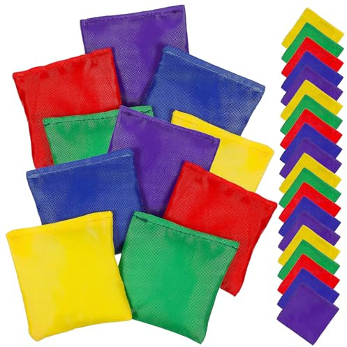 Kisangel 30Pcs Mini Colorful Tossing Game Bags for Cornhole Bean Bag Toss Outdoor Sports Activities Hand-eye Coordination for Family Picnics and School Play