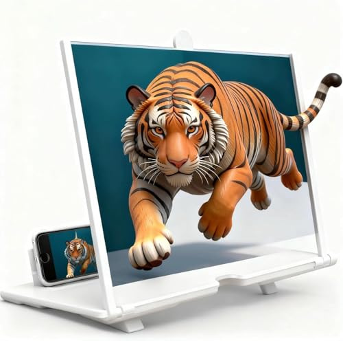 Handy Bildschirmlupe 2026 Upgrade, HD Handy Lupe, 3D Bildschirm für Handy für Handy für Allen Smartphones, perfekt zum ansehen von filmen,Videos (Weiß, 10 Zoll)