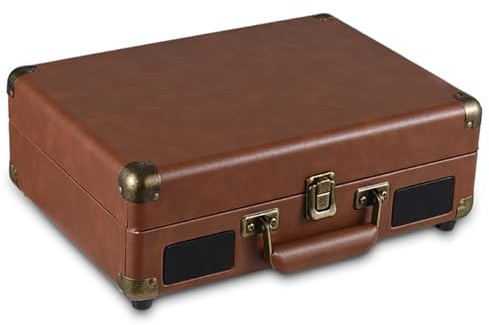 CHICIRIS Tourne-Disque Portable avec Système HiFi 5.0, Platine Vinyle à 3 Vitesses pour Enregistrements 7/10/12 Pouces, Lecture USB/SD/TF, Idéal pour la Maison et Les Fêtes (Brown)