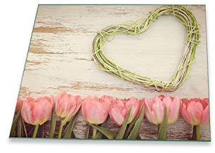 Herdabdeckplatte Ceranfeld 1 teilig 60x52 Blumen Pink Kochplatten Glas Induktion