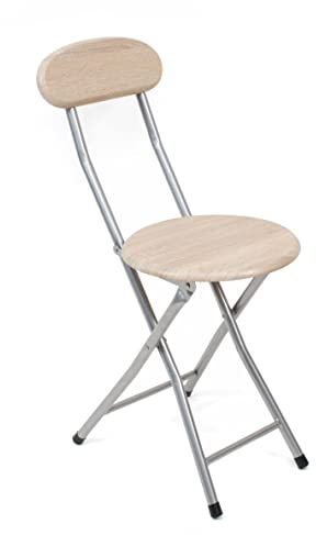 The Secret Home - Taburete Plegable de Cocina - Silla Plegable de Metal y Madera - Silla Apta para Interior y Exterior - Alto. 73 cm x Diámetro. Ø30 cm